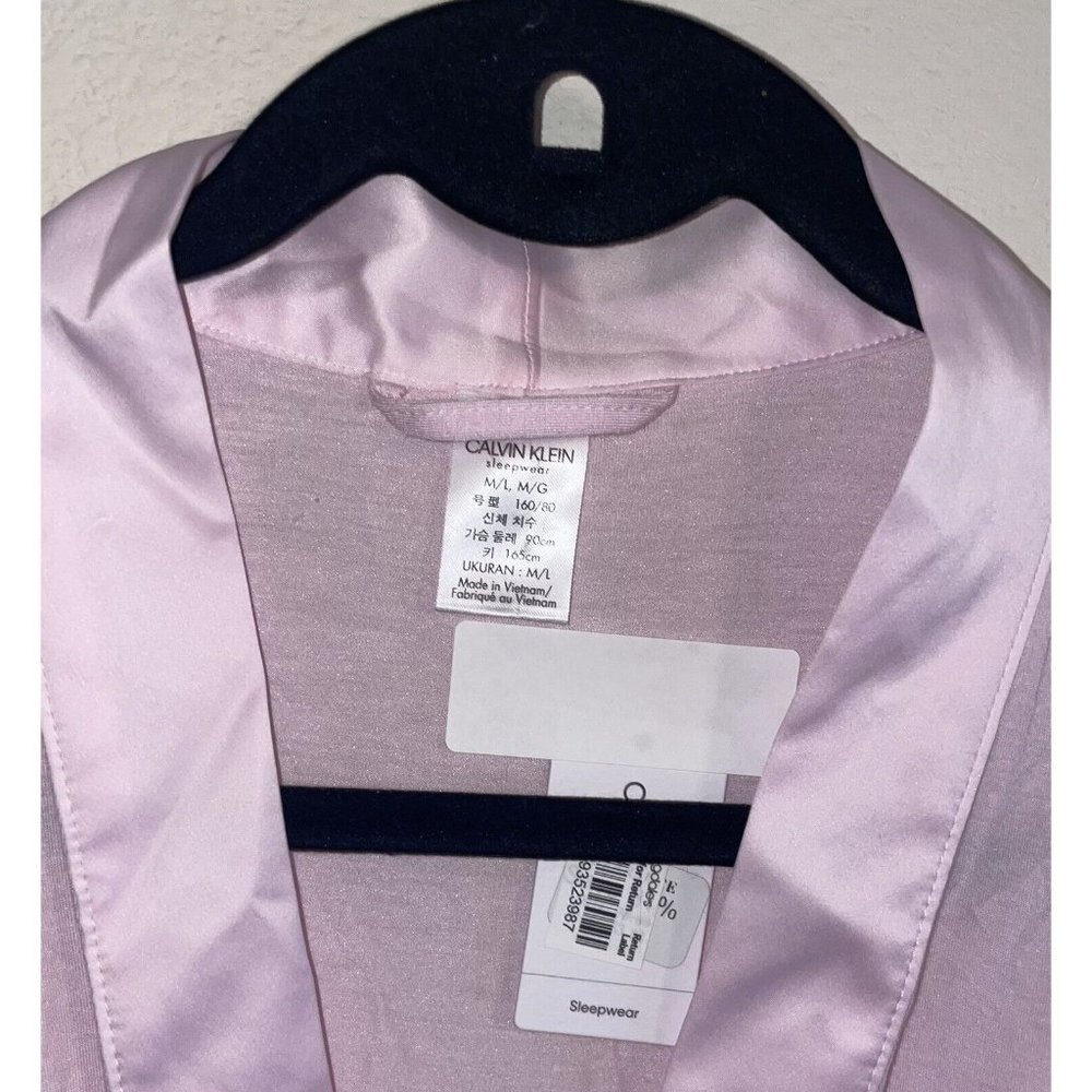 Calvin Klein QS6529 Womens Modal Satin Sleep Robe M/L Medium Large Pink New - Picture 7 of 8